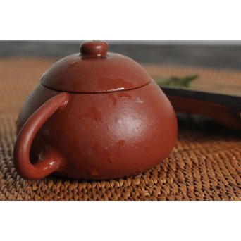 清末 昇軒款 朱泥梨皮文旦壺 /急須/茶壷　P106 
