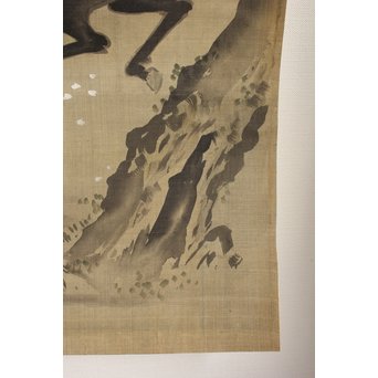 鶴澤探鯨 狩野派 まくり 彩色 絹本『馬』　Z078 