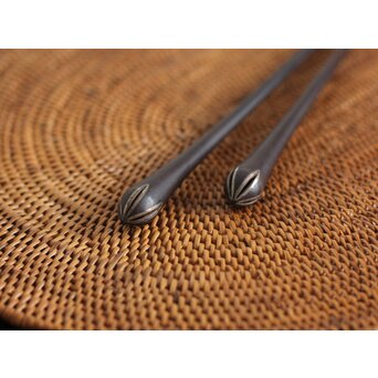 銀象嵌 鉄火箸　M107