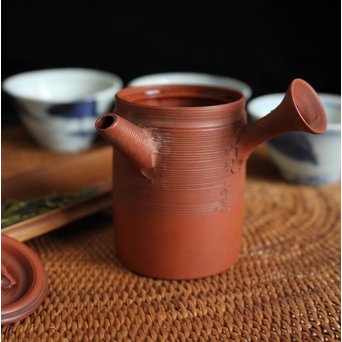 人間国宝 三代 山田常山/小常山 朱泥急須　P107 