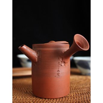 人間国宝 三代 山田常山/小常山 朱泥急須　P107 