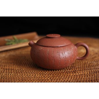 民初 漢詩彫朱泥急須/茶壷　P108