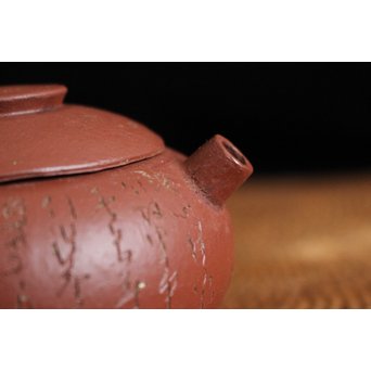 民初 漢詩彫朱泥急須/茶壷　P108 