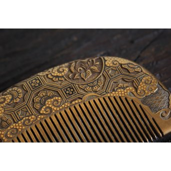 本鼈甲 浮彫蒔絵櫛と笄　U067 