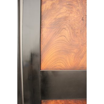 良杢 大型欅黒枠帯戸 4枚1組　B950Y 