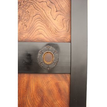 良杢 大型欅黒枠帯戸 4枚1組　B950Y 