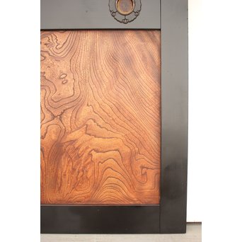 良杢 大型欅黒枠帯戸 4枚1組　B950Y 