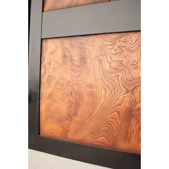 良杢 大型欅黒枠帯戸 4枚1組　B950Y 