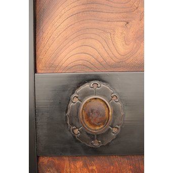 良杢 大型欅黒枠帯戸 4枚1組　B950Y 