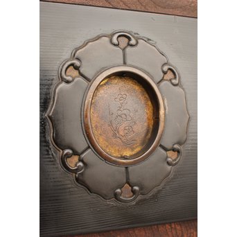 良杢 大型欅黒枠帯戸 4枚1組　B950Y 