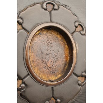 良杢 大型欅黒枠帯戸 4枚1組　B950Y 