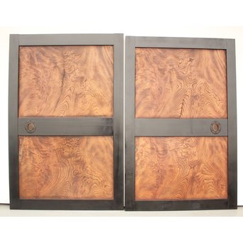 良杢 大型欅黒枠帯戸 4枚1組　B950Y AB 片面