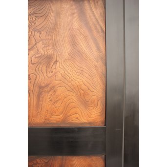 良杢 大型欅黒枠帯戸 4枚1組　B950Y 