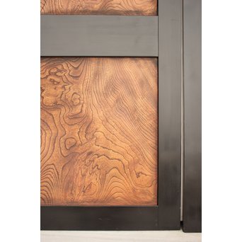 良杢 大型欅黒枠帯戸 4枚1組　B950Y 