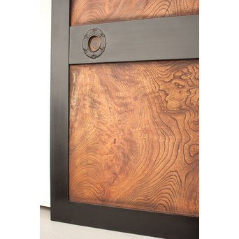 良杢 大型欅黒枠帯戸 4枚1組　B950Y 