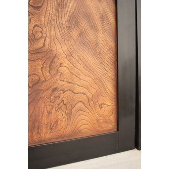 良杢 大型欅黒枠帯戸 4枚1組　B950Y 