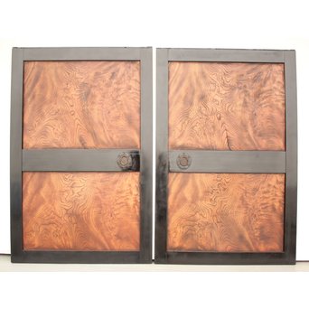 良杢 大型欅黒枠帯戸 4枚1組　B950Y AB もう一面