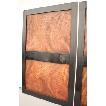 良杢 大型欅黒枠帯戸 4枚1組　B950Y 