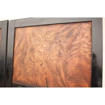 良杢 大型欅黒枠帯戸 4枚1組　B950Y 