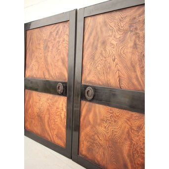 良杢 大型欅黒枠帯戸 4枚1組　B950Y 