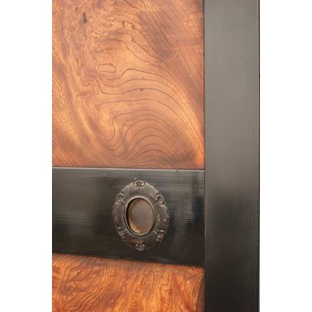 良杢 大型欅黒枠帯戸 4枚1組　B950Y 