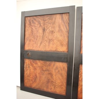 良杢 大型欅黒枠帯戸 4枚1組　B950Y 