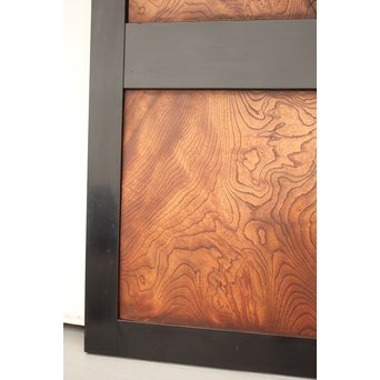 良杢 大型欅黒枠帯戸 4枚1組　B950Y 