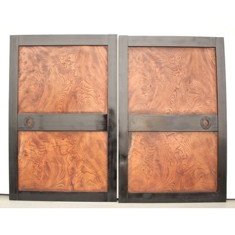 良杢 大型欅黒枠帯戸 4枚1組　B950Y CD　片面