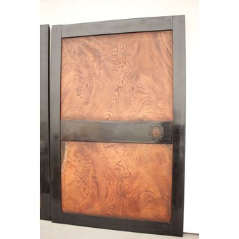 良杢 大型欅黒枠帯戸 4枚1組　B950Y 