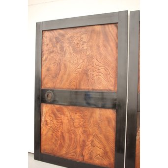 良杢 大型欅黒枠帯戸 4枚1組　B950Y 