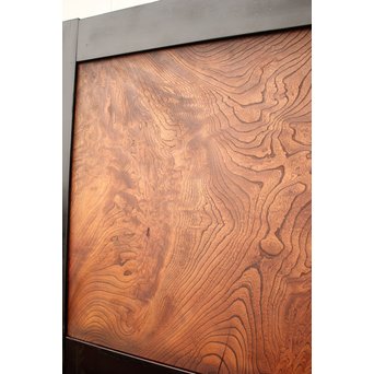 良杢 大型欅黒枠帯戸 4枚1組　B950Y 