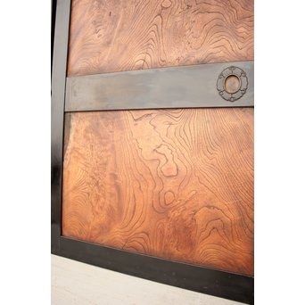 良杢 大型欅黒枠帯戸 4枚1組　B950Y 