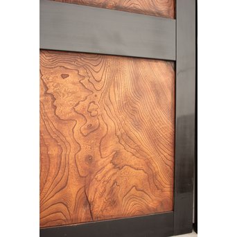 良杢 大型欅黒枠帯戸 4枚1組　B950Y 