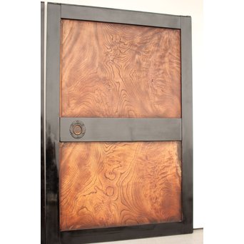 良杢 大型欅黒枠帯戸 4枚1組　B950Y 