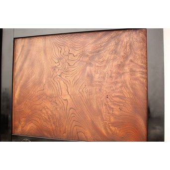 良杢 大型欅黒枠帯戸 4枚1組　B950Y 