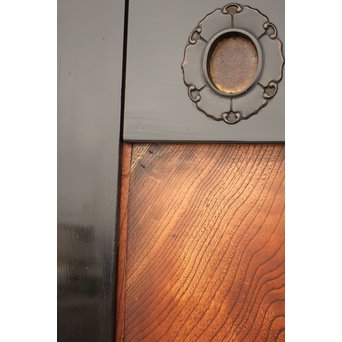 良杢 大型欅黒枠帯戸 4枚1組　B950Y 