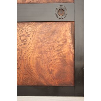 良杢 大型欅黒枠帯戸 4枚1組　B950Y 