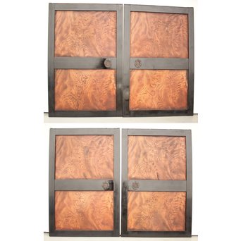 良杢 大型欅黒枠帯戸 4枚1組　B950Y 