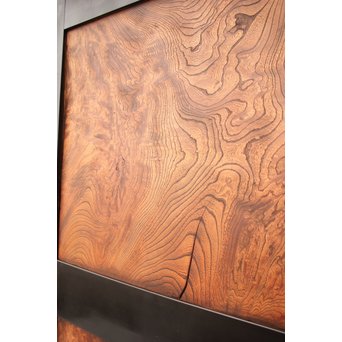 良杢 大型欅黒枠帯戸 4枚1組　B950Y 