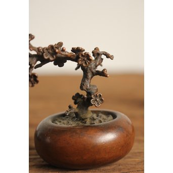 金寿堂 雨宮宗 宣徳銅 重厚四君子文鎮　M109 