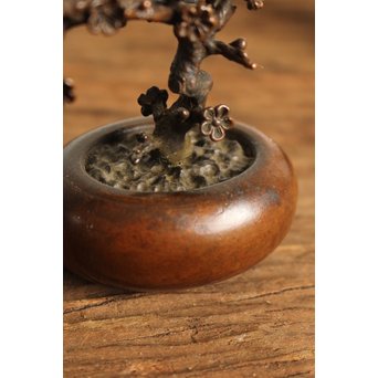 金寿堂 雨宮宗 宣徳銅 重厚四君子文鎮　M109 