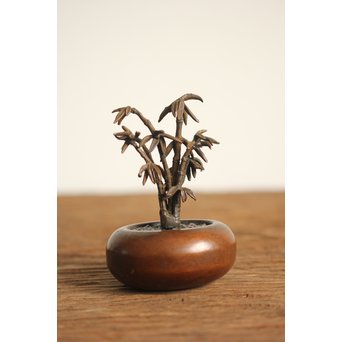 金寿堂 雨宮宗 宣徳銅 重厚四君子文鎮　M109 