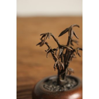 金寿堂 雨宮宗 宣徳銅 重厚四君子文鎮　M109 