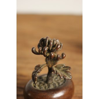 金寿堂 雨宮宗 宣徳銅 重厚四君子文鎮　M109 