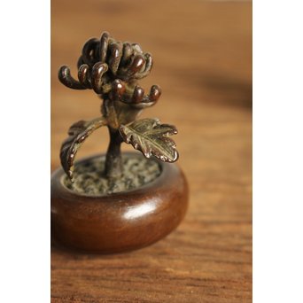 金寿堂 雨宮宗 宣徳銅 重厚四君子文鎮　M109 