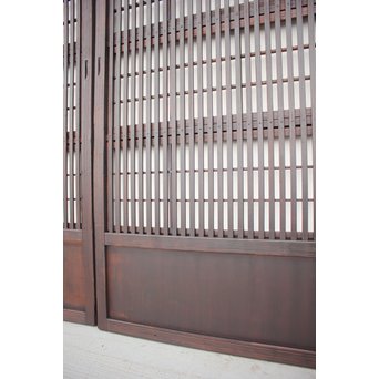 障子枠付 煤黒時代格子戸 4枚1組　L973 