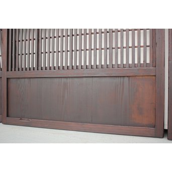 障子枠付 煤黒時代格子戸 4枚1組　L973 