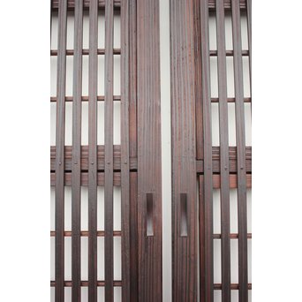 障子枠付 煤黒時代格子戸 4枚1組　L973 