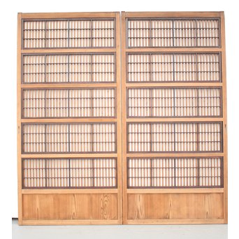 障子枠付 煤黒時代格子戸 4枚1組　L973 