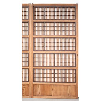 障子枠付 煤黒時代格子戸 4枚1組　L973 